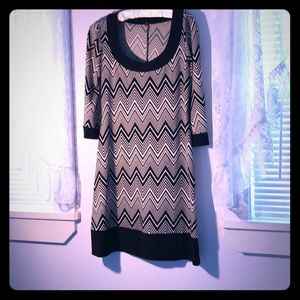 Black White Zigzag Dress Small